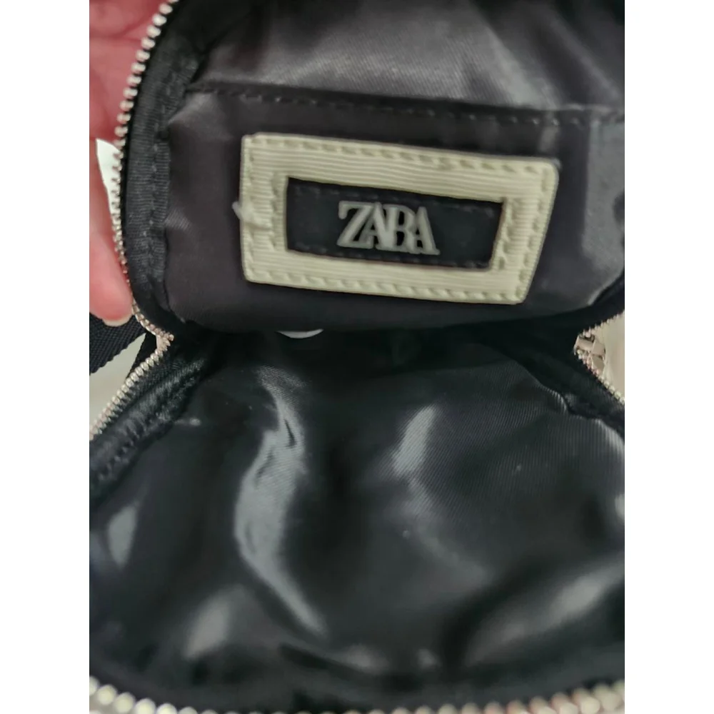 Women's ZARA White Crossbody Bag with Black Strap